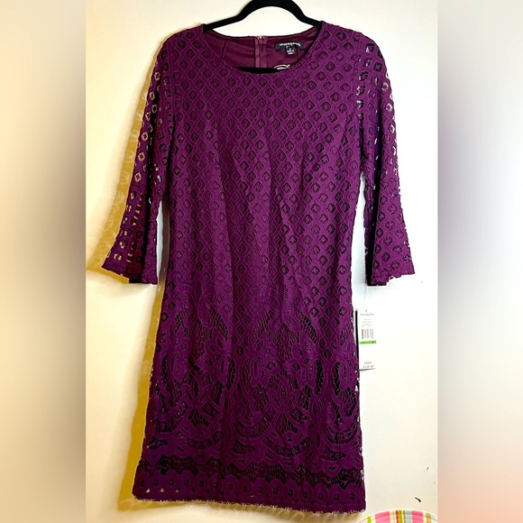Sharagano Dresses & Skirts - 1194.  Sharagano || dark purple crewneck dress